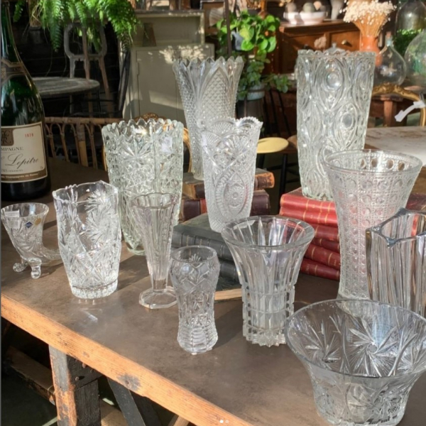 grand vase vintage en verre transparent la bruyère