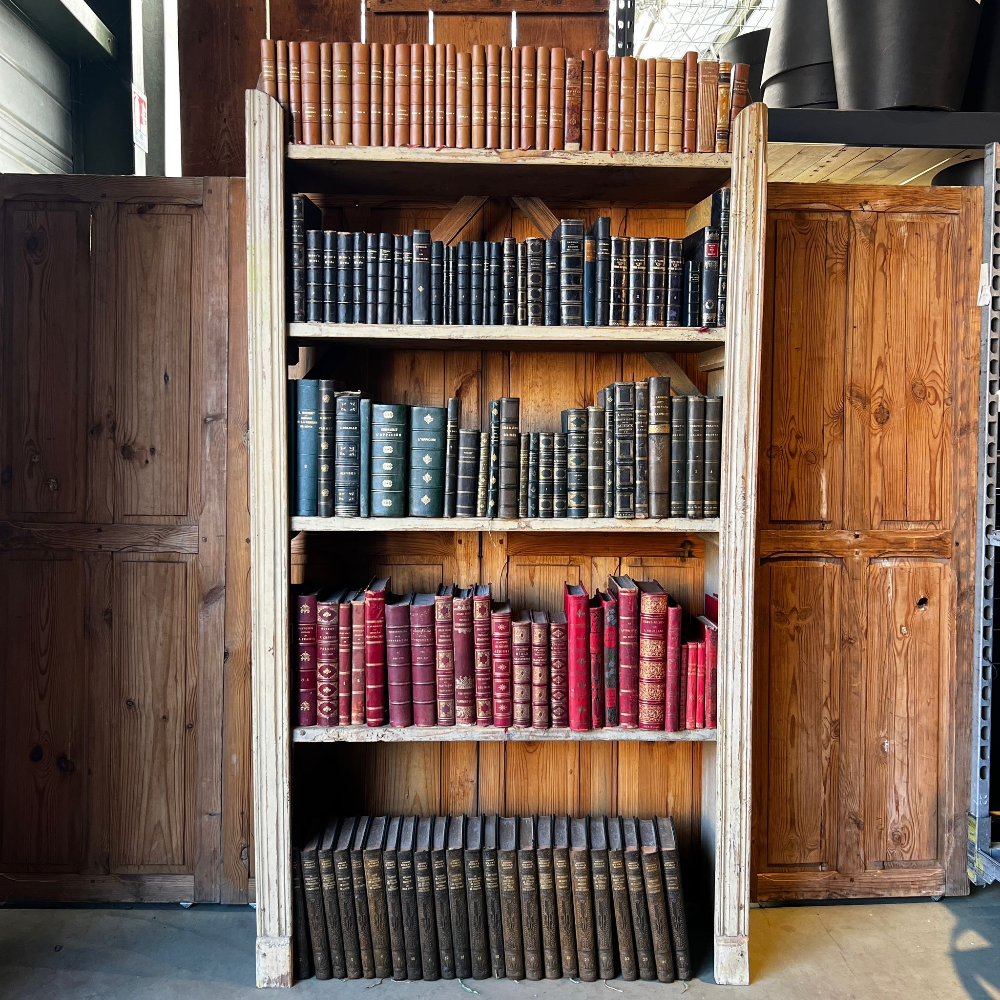 Mètre linéaire de livres anciens en cuir